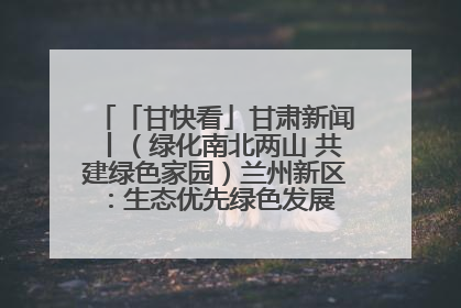 「甘快看」甘肃新闻丨（绿化南北两山 共建绿色家园）兰州新区：生态优先绿色发展 打造生态环保示范区