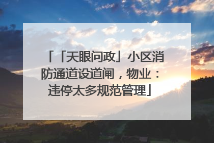 「天眼问政」小区消防通道设道闸，物业：违停太多规范管理