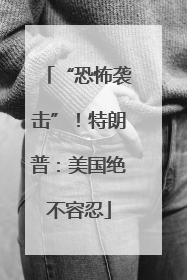 “恐怖袭击”！特朗普：美国绝不容忍