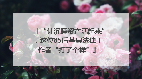 “让沉睡资产活起来”，这位85后基层法律工作者“打了个样”