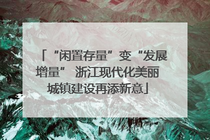 “闲置存量”变“发展增量” 浙江现代化美丽城镇建设再添新意