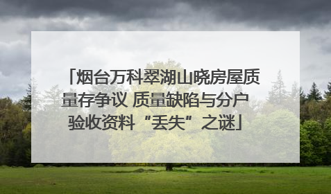 烟台万科翠湖山晓房屋质量存争议 质量缺陷与分户验收资料“丢失”之谜