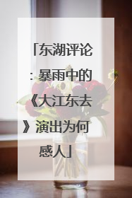 东湖评论：暴雨中的《大江东去》演出为何感人