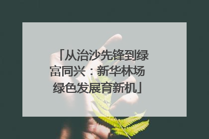 从治沙先锋到绿富同兴：新华林场绿色发展育新机
