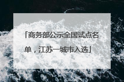 商务部公示全国试点名单，江苏一城市入选