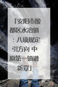 安阳市殷都区水冶镇：八项规定引方向 中原第一镇谱新章
