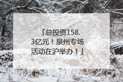 总投资158.3亿元！泉州专场活动在沪举办！