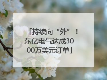 持续向“外”！东亿电气达成3000万美元订单