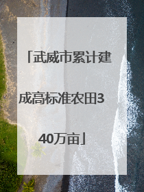 武威市累计建成高标准农田340万亩