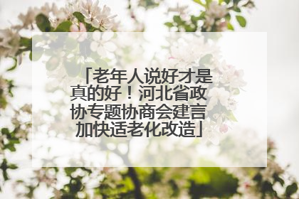 老年人说好才是真的好！河北省政协专题协商会建言加快适老化改造