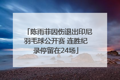 陈雨菲因伤退出印尼羽毛球公开赛 连胜纪录停留在24场