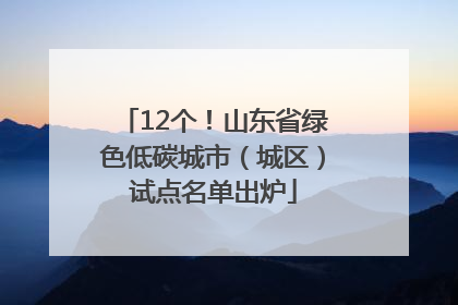 12个！山东省绿色低碳城市（城区）试点名单出炉